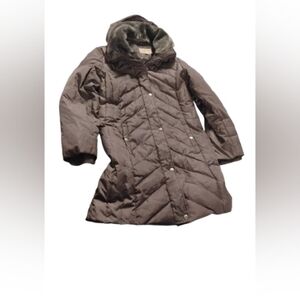 Michael Kors Fuzzy Collar Hooded Puffer Down Fill Coat Sz M